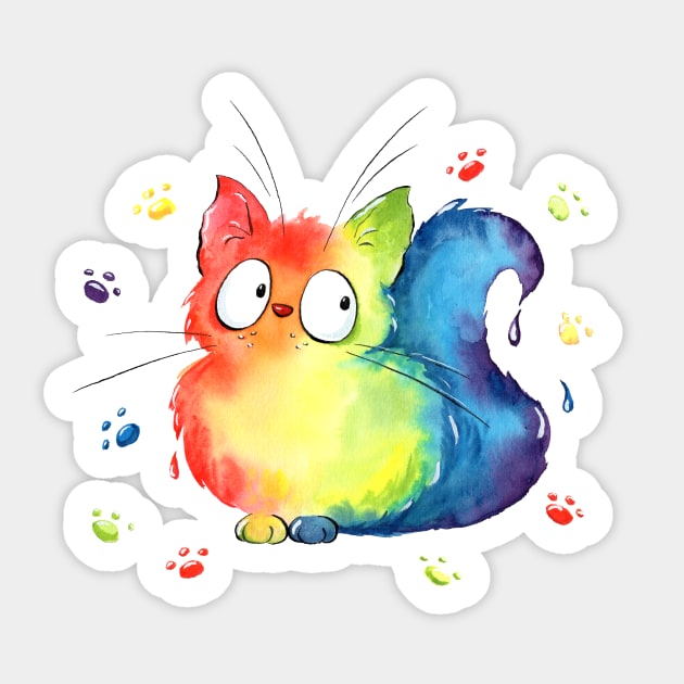 Rainbow Cat Sticker by Alyona Shilina